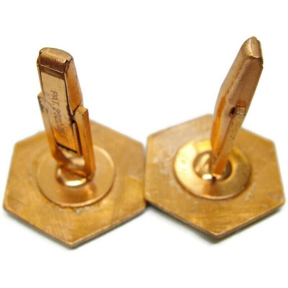 Yellow Dots Enamel Copper Cufflinks Shirt Accessories Wedding Vintage - Picture 5 of 12